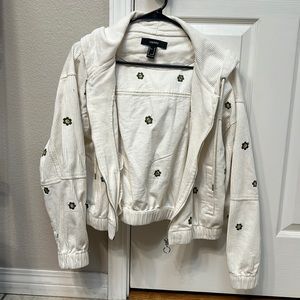 White corduroy Forever21 jacket w/ flowers
